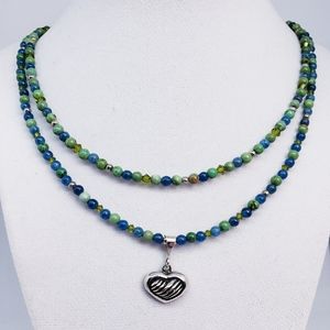 Natural Stone Swarovski Crystal Sterling Necklace
